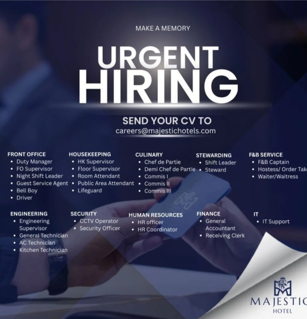 Majestic hotels career 2026 : Front office,  house keeping,... Job Vacancies in Dubai